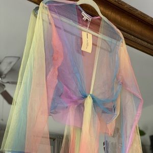 Rainbow mesh crop top